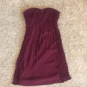 Burgundy strapless dress